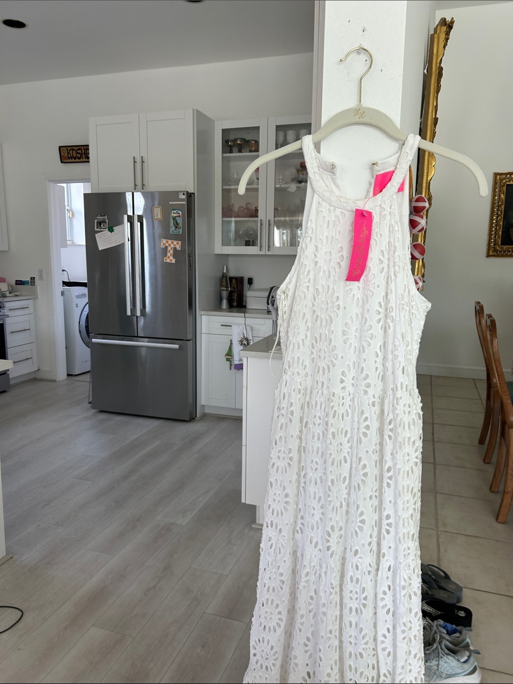 Lilly Pulitzer White Eyelet Maxi Dress with Pinwheel Cutouts
